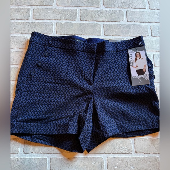 Maurices Pants - Maurices Dark Blue Patterned High Waist Shorts